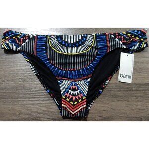 NWT - BAR III RUCHED SIDE TAB BIKINI BOTTOM - GEOMETRIC PRINT - XL